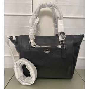 Coach Black Shoulder Bag with Strap Silver Detailing Purse NWT